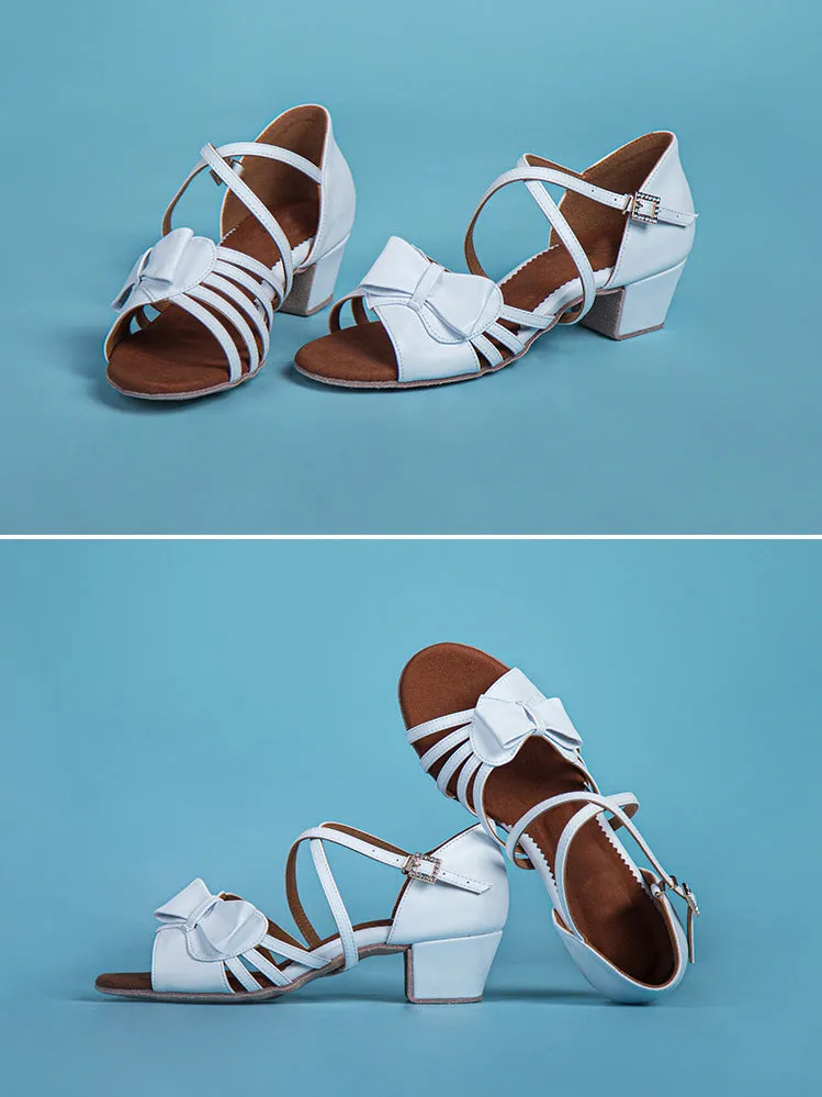 Microfiber PU Soft Sole Latin Dance Shoes for Beginners White Dance Shoes