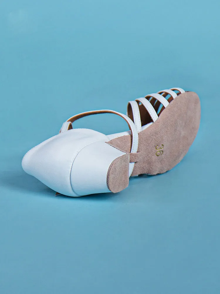 Microfiber PU Soft Sole Latin Dance Shoes for Beginners White Dance Shoes