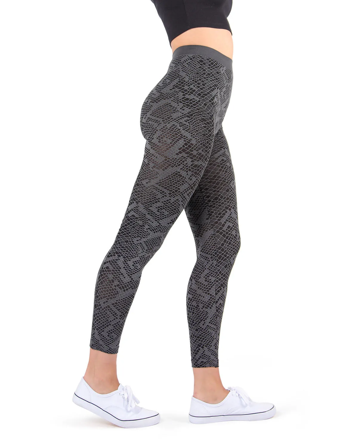 Mulga High-Waisted Black Snakeskin Leggings