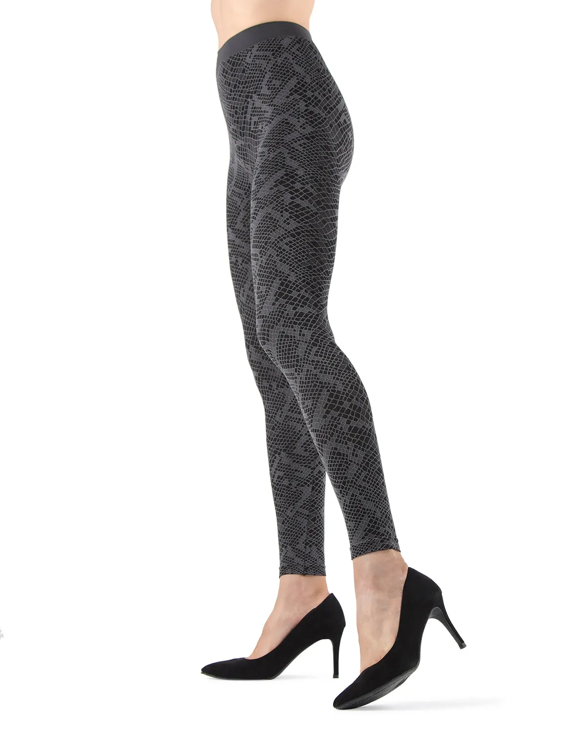 Mulga High-Waisted Black Snakeskin Leggings