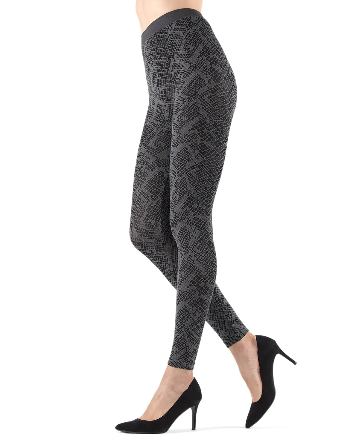 Mulga High-Waisted Black Snakeskin Leggings