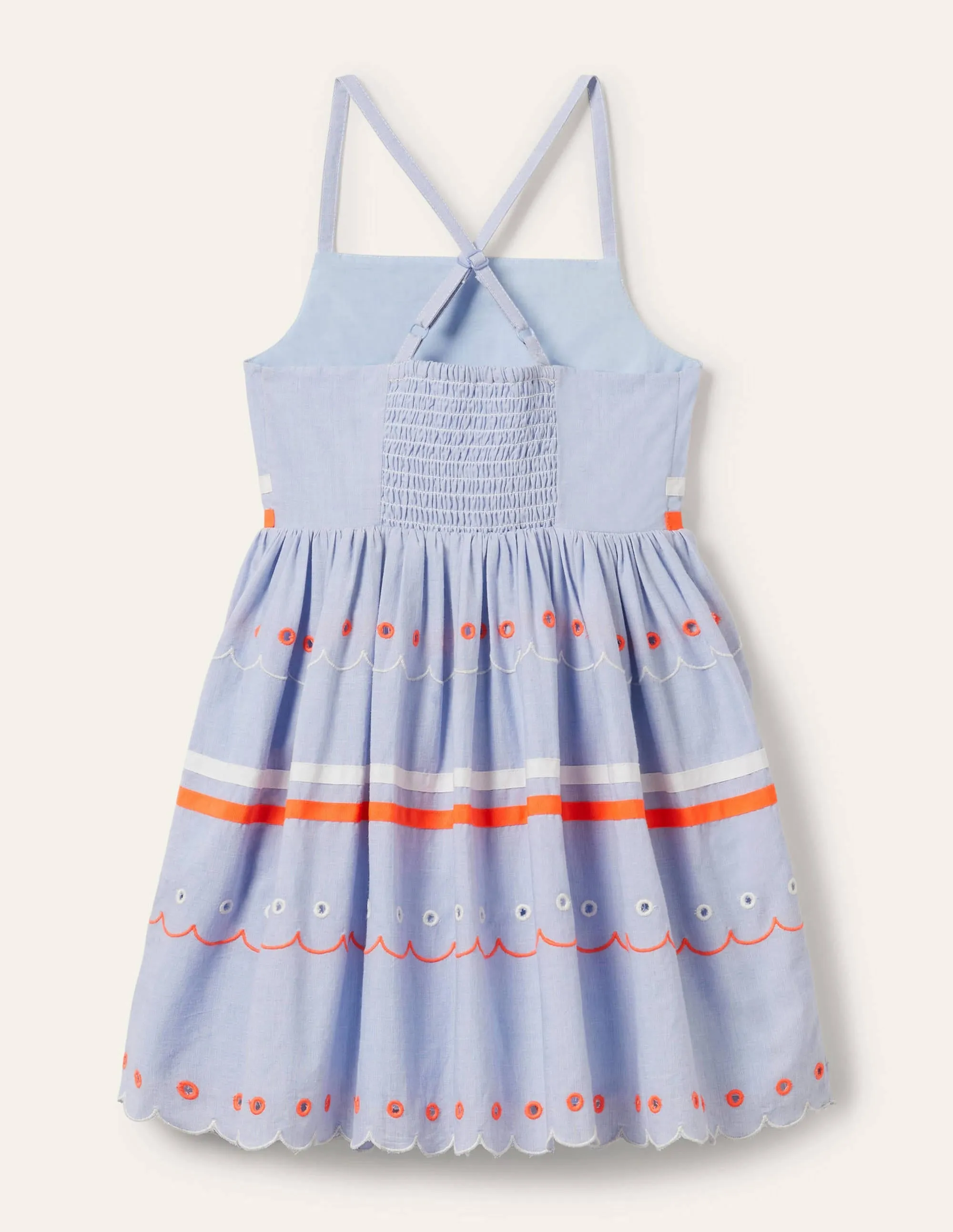 Multi Trim Detail Dress-Chambray