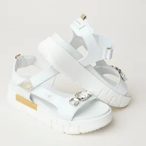 NeroGiardini White Leather Flatform Sandals