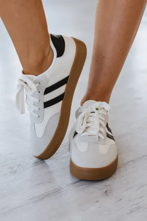 Ness Striped Lace Up Flat Sneakers