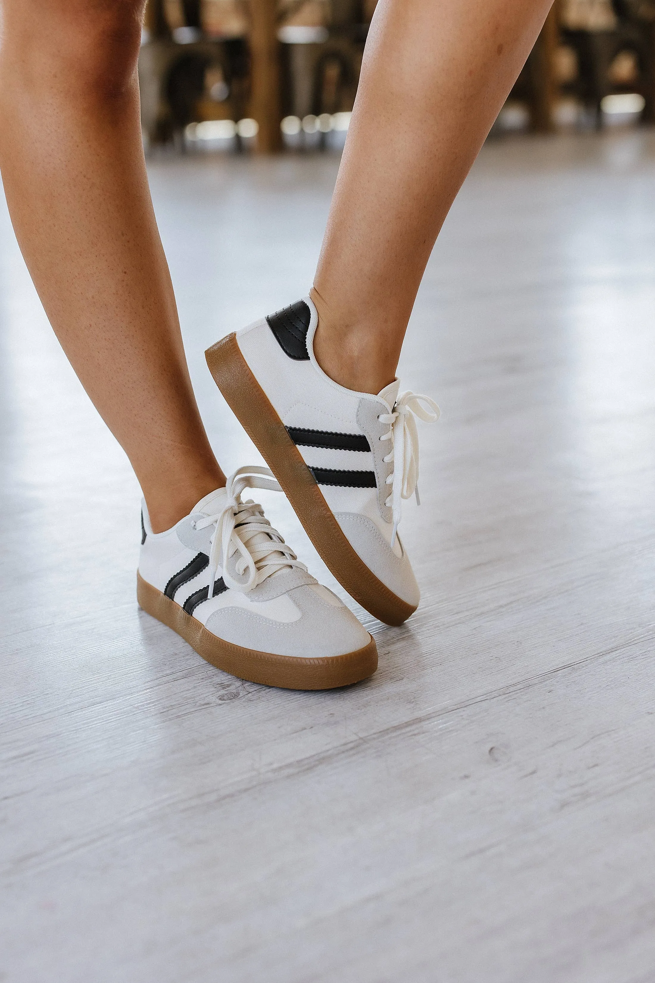 Ness Striped Lace Up Flat Sneakers