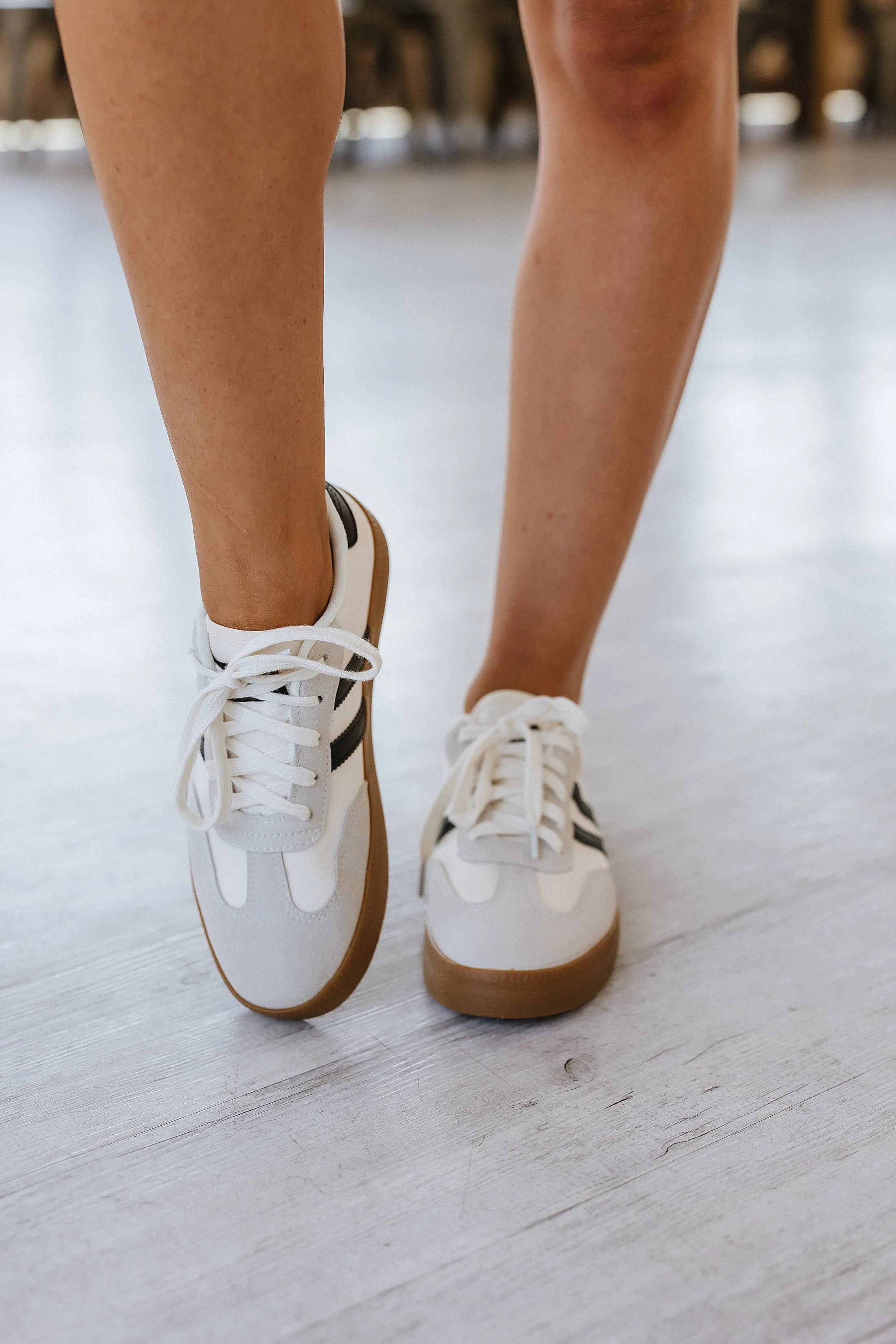Ness Striped Lace Up Flat Sneakers