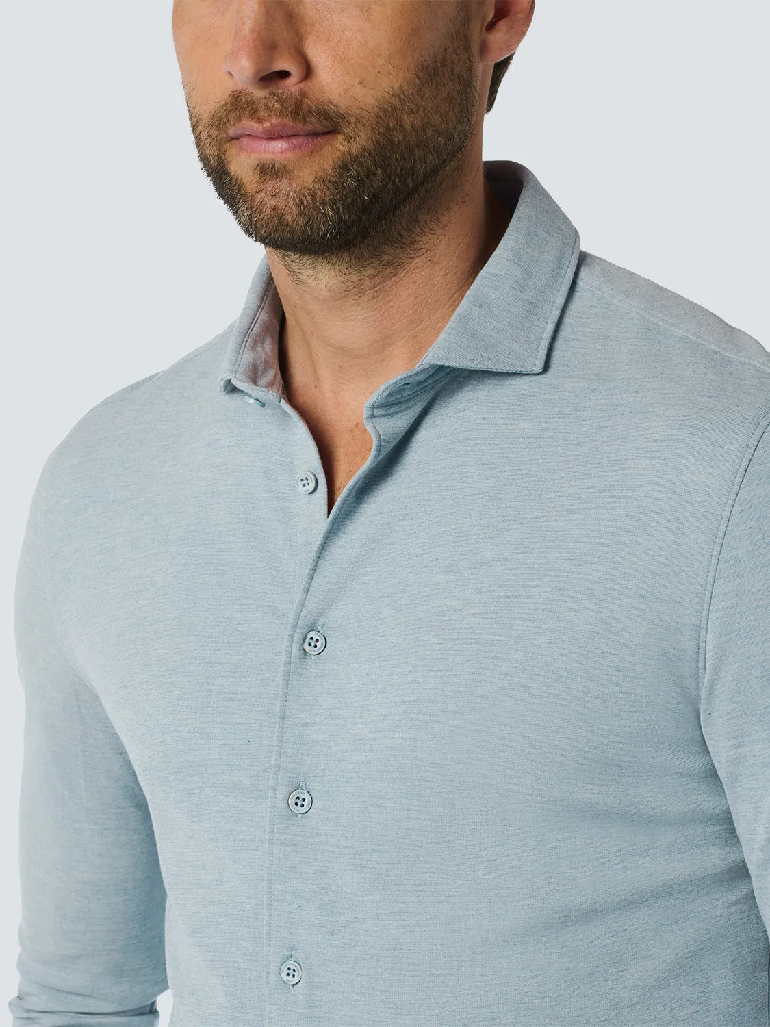 No Excess Long Sleeve Shirt:  Jersey Melange - Cloud