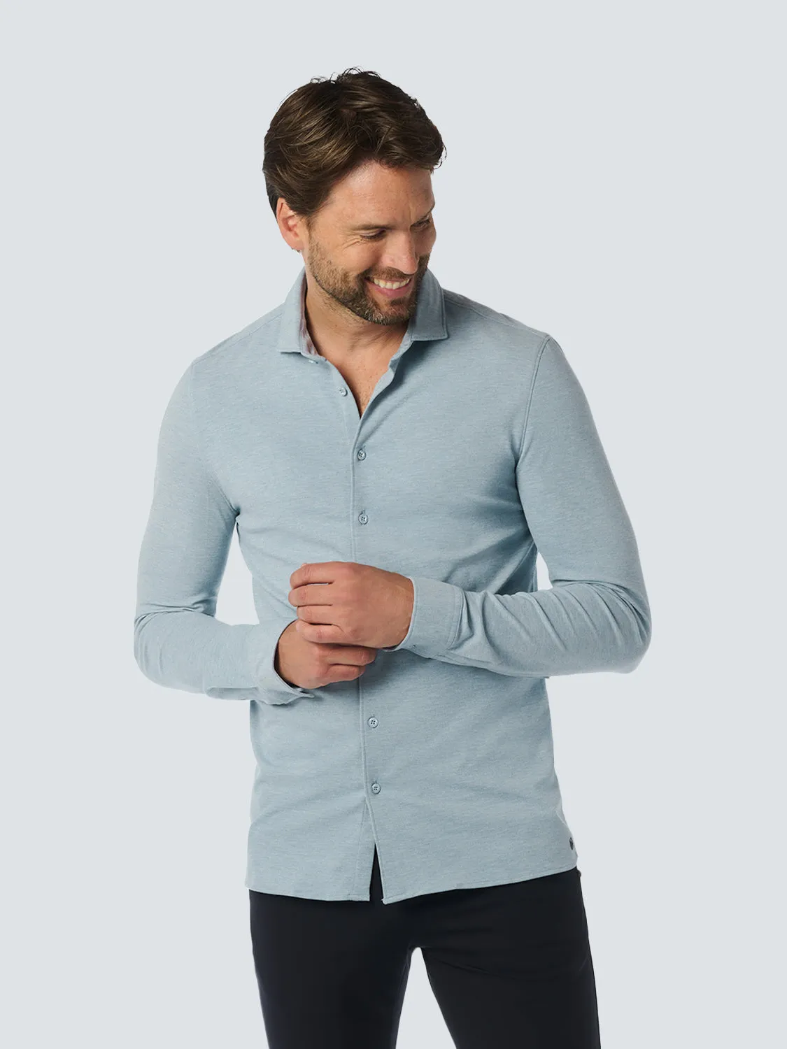 No Excess Long Sleeve Shirt:  Jersey Melange - Cloud