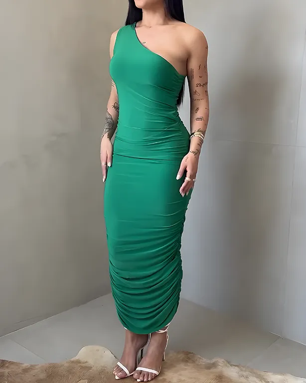 Off-the-Shoulder Ruched Bodycon Dress