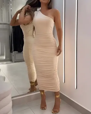 Off-the-Shoulder Ruched Bodycon Dress