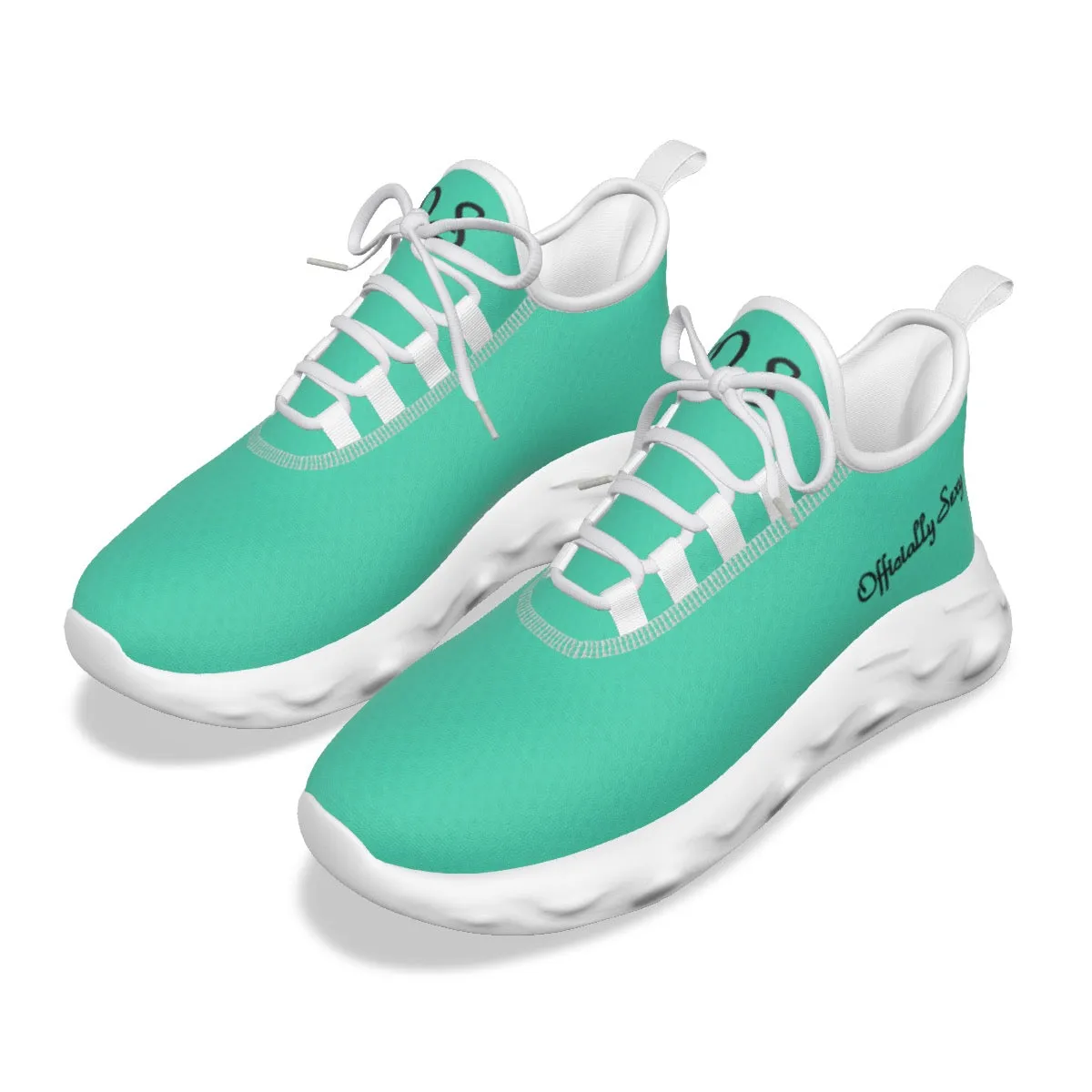 Officially Sexy Turquoise Green Women's Light Sports Shoes With Black Logos