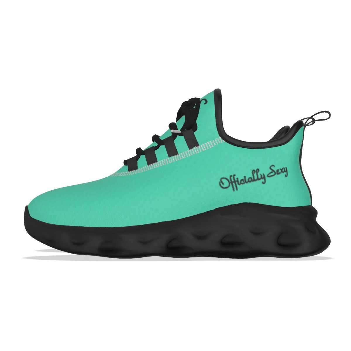 Officially Sexy Turquoise Green Women's Light Sports Shoes With Black Logos