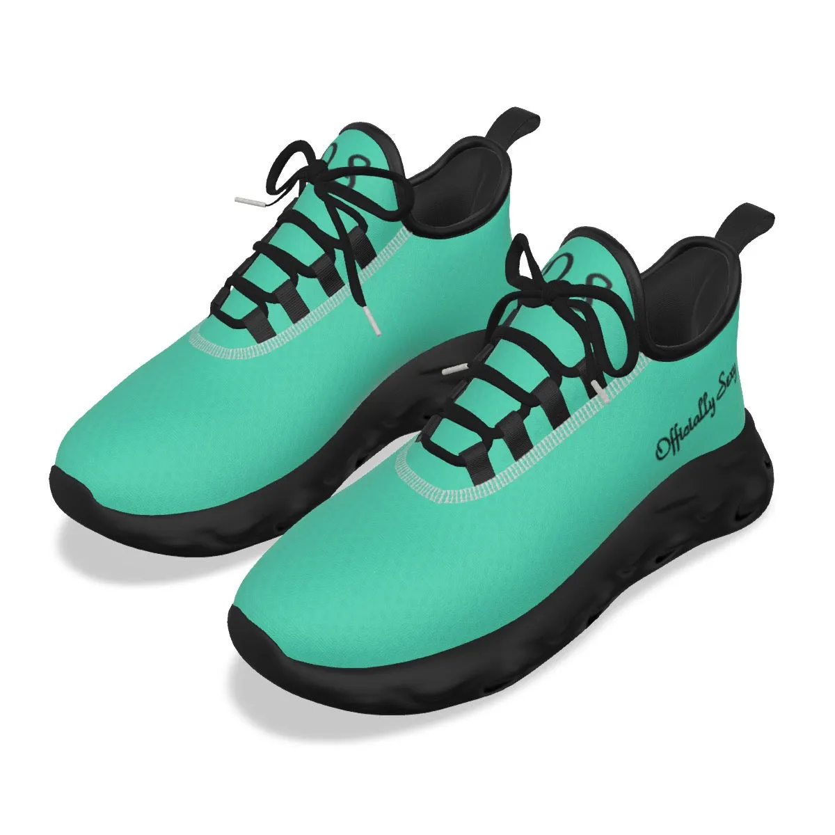 Officially Sexy Turquoise Green Women's Light Sports Shoes With Black Logos