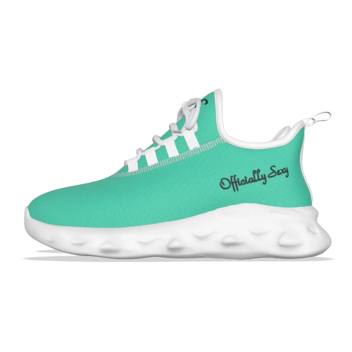 Officially Sexy Turquoise Green Women's Light Sports Shoes With Black Logos