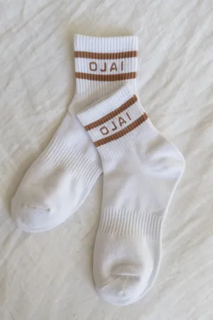 Ojai Ankle Crew Socks (White/Oak)