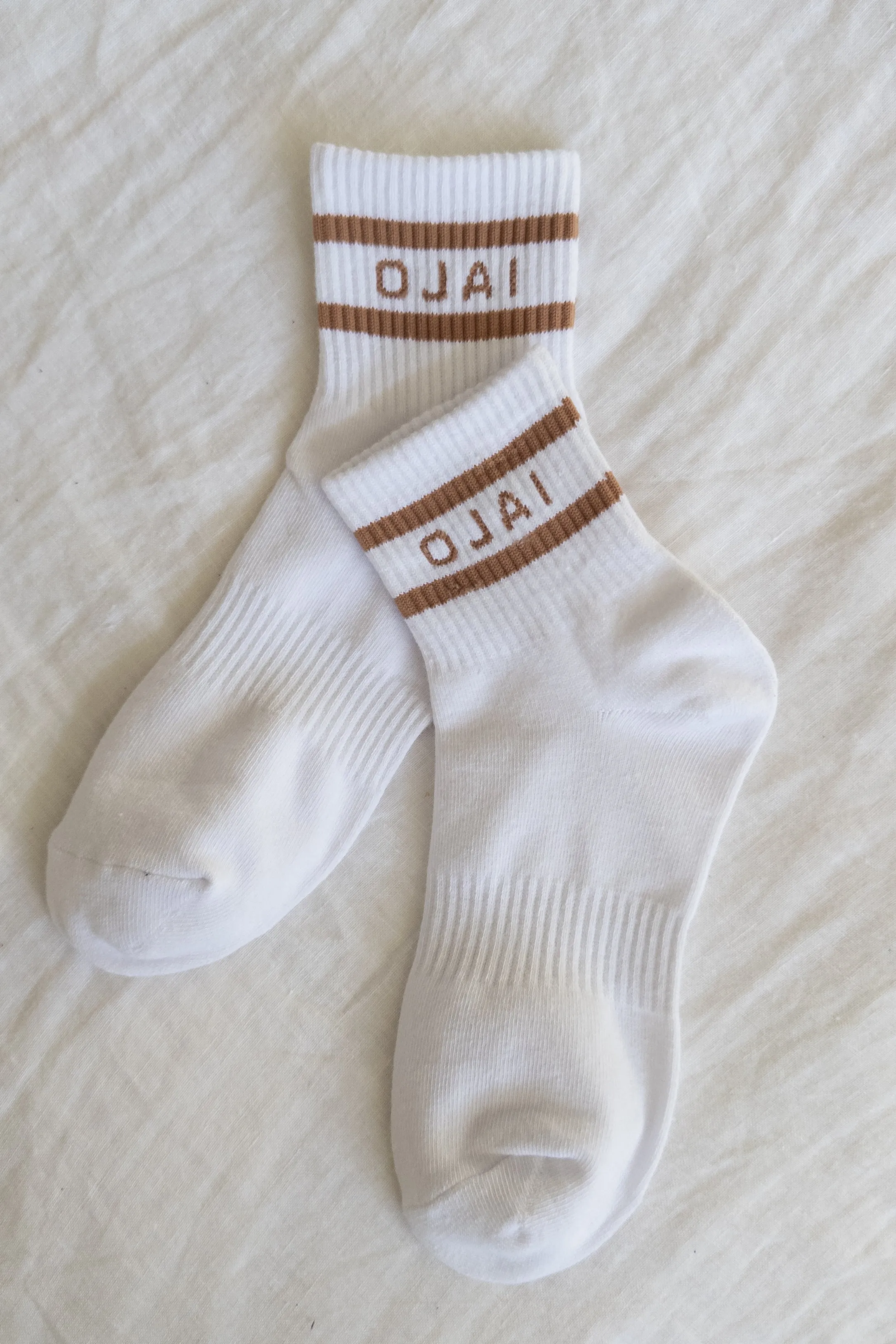 Ojai Ankle Crew Socks (White/Oak)