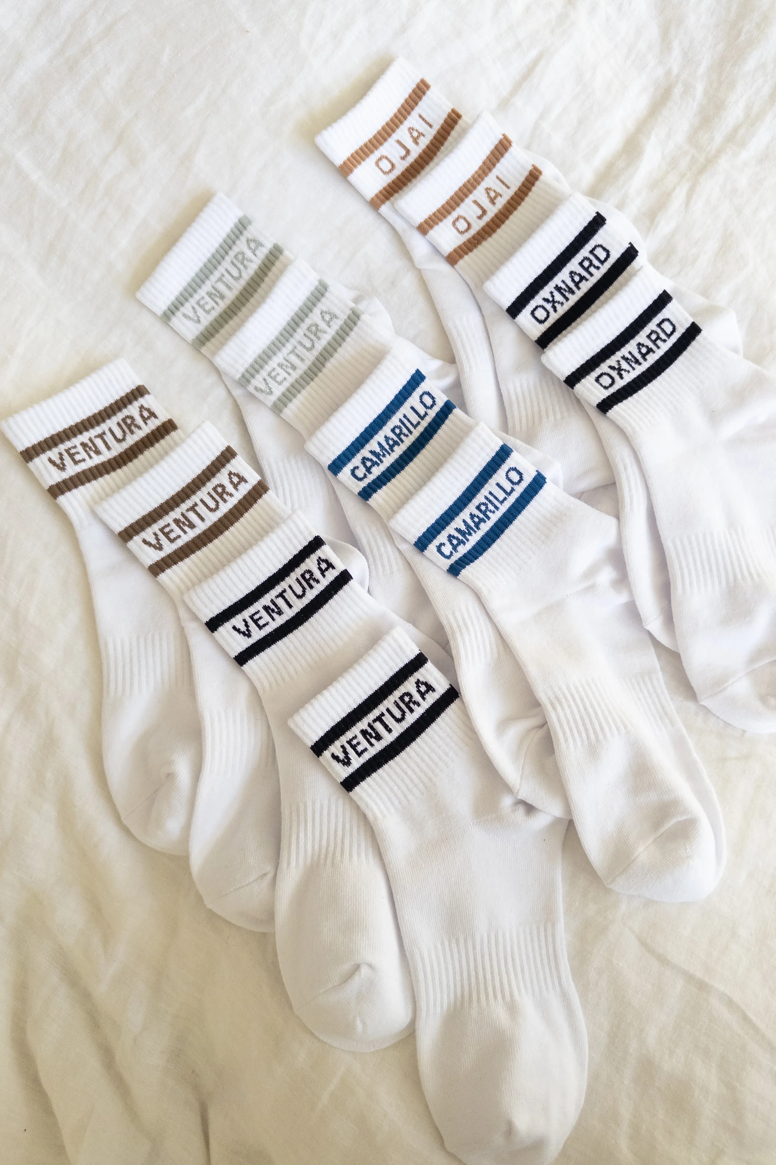 Ojai Ankle Crew Socks (White/Oak)