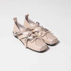 [OPEN YY] CROSS BUCKLE BALLET FLATS _ BEIGE