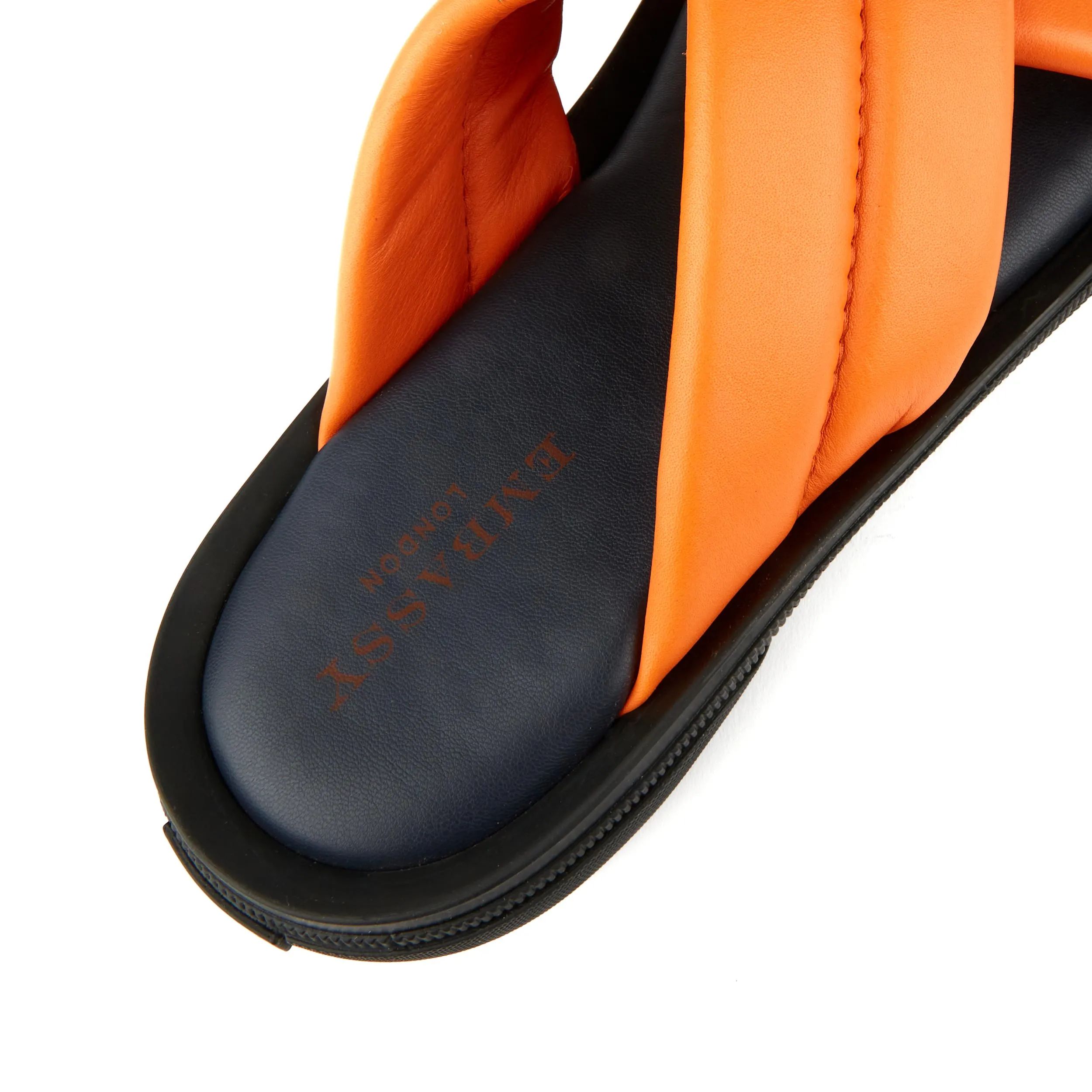 Palm - Orange - Men's thick criss cross full leather lined slides in orange