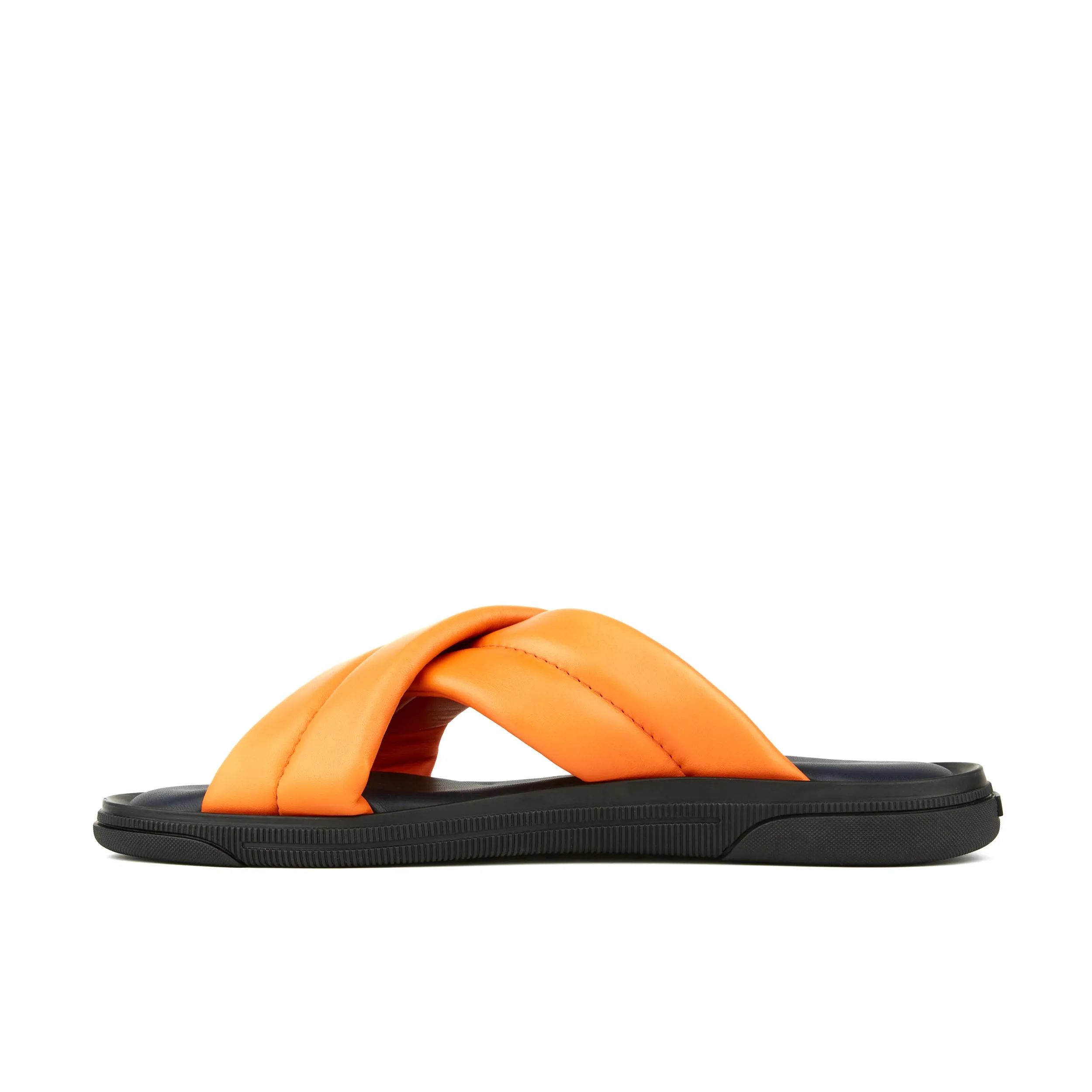 Palm - Orange - Men's thick criss cross full leather lined slides in orange