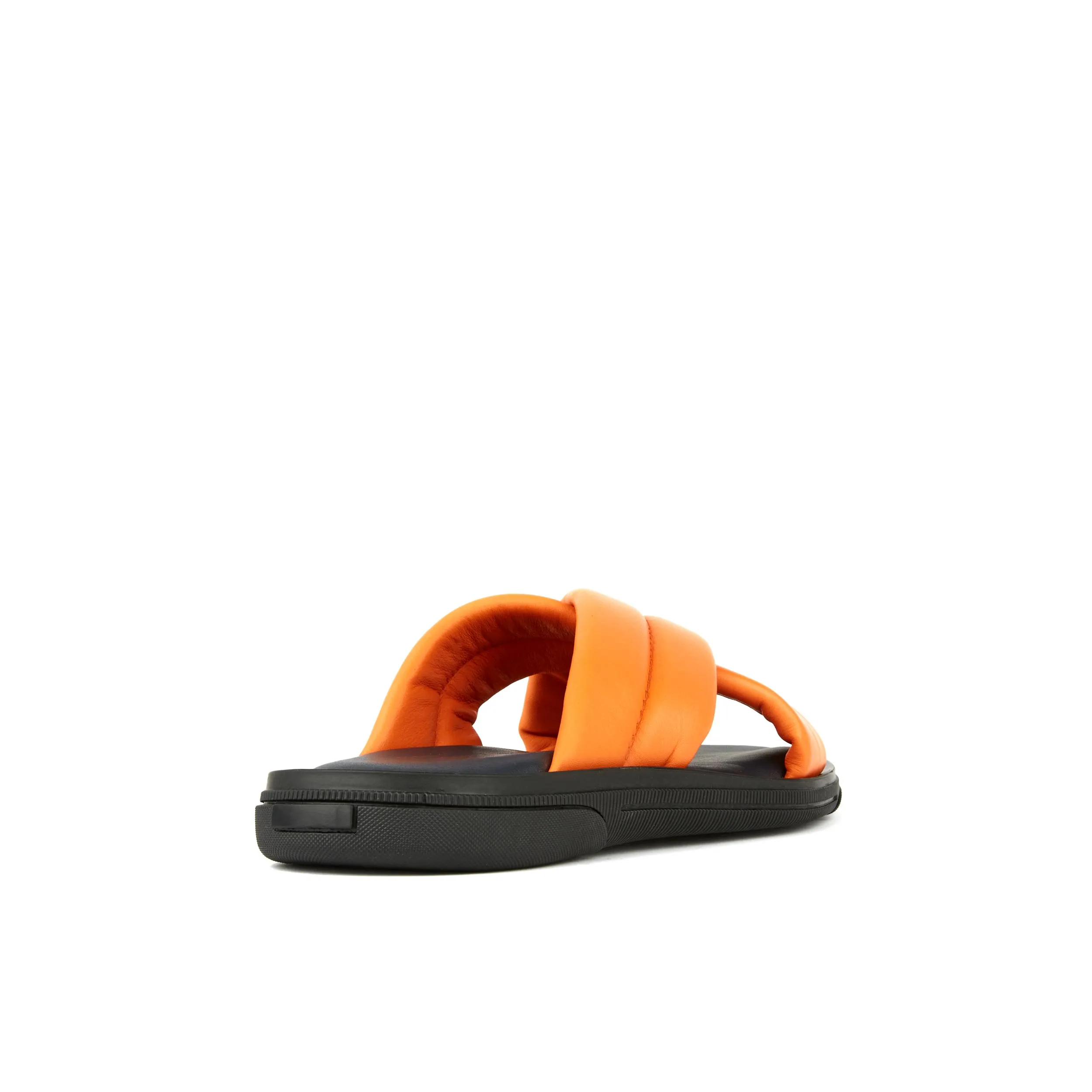 Palm - Orange - Men's thick criss cross full leather lined slides in orange