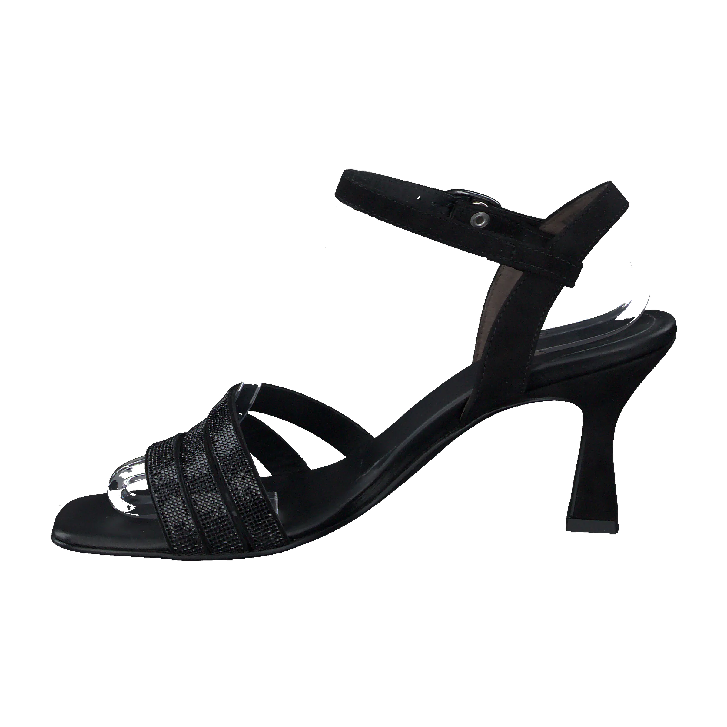 Paul Green Sparkly Strap Sandals With Kitten Heel