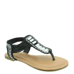 Pierre Dumas Kid's Pearl-6 Rhinestone Sandal - Black 41515-401