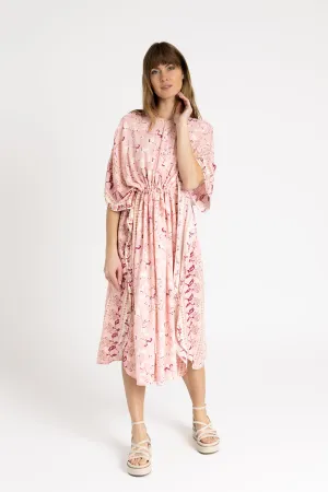 Pink Floral Printed Cover Up Dress