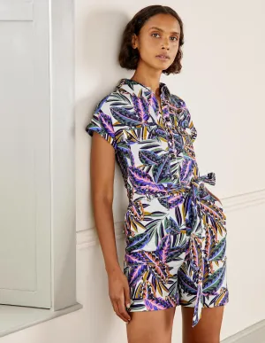 Pocket Detail Playsuit-Multi, Exotic Leaves