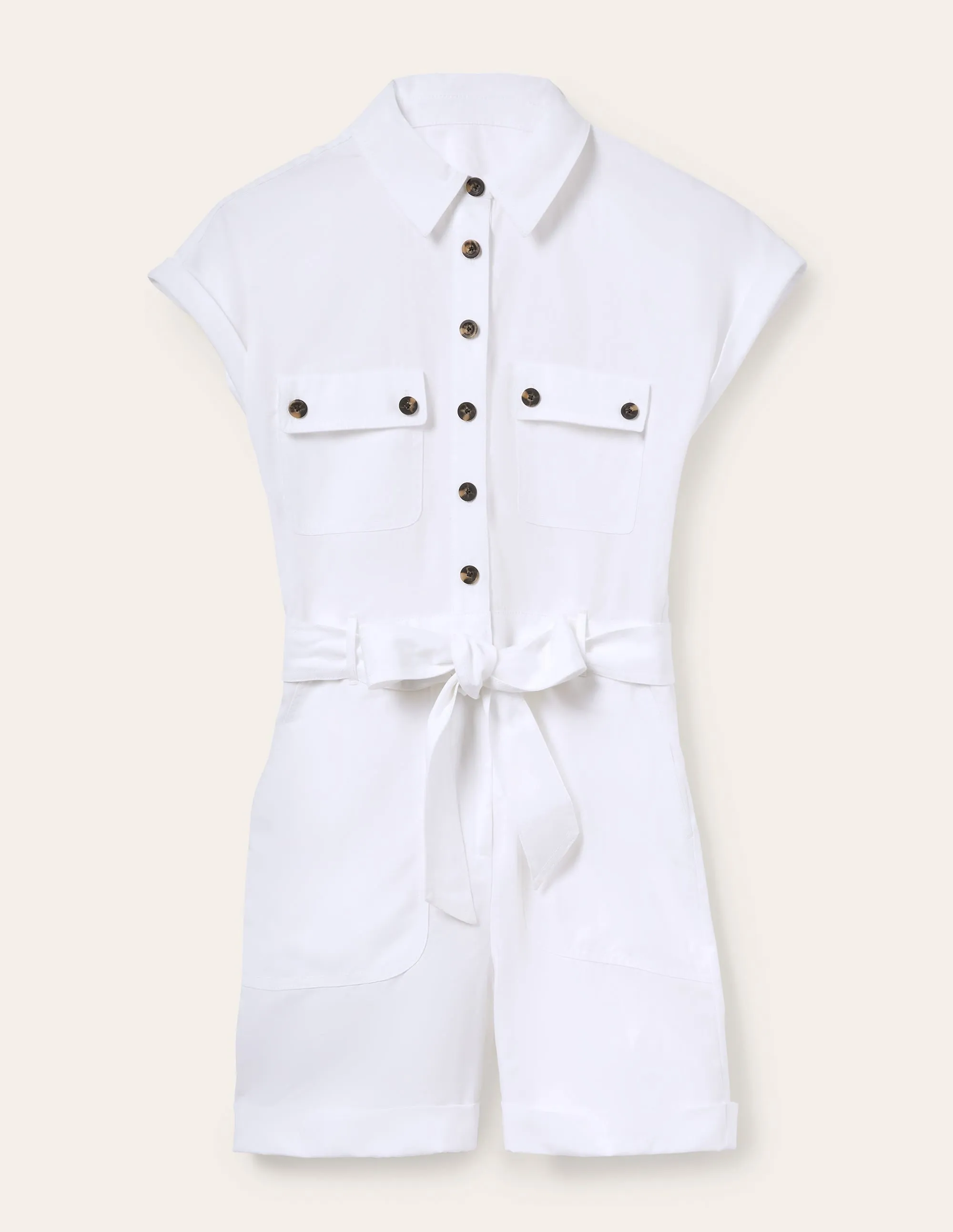 Pocket Detail Playsuit-White