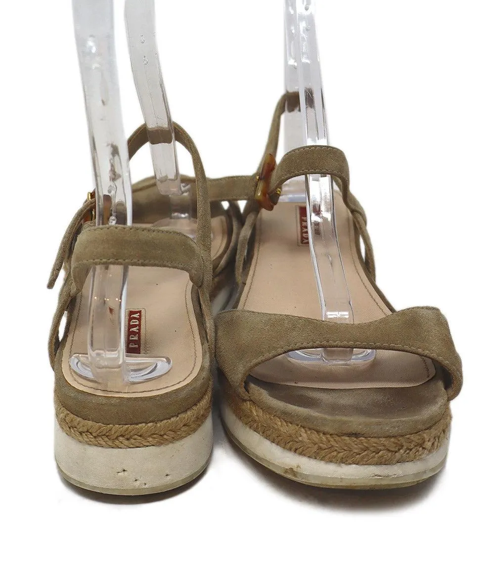 Prada Sport Taupe Suede Espadrilles sz 10
