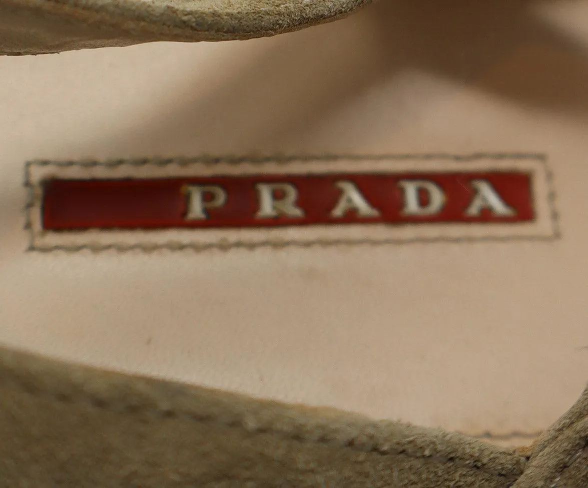 Prada Sport Taupe Suede Espadrilles sz 10
