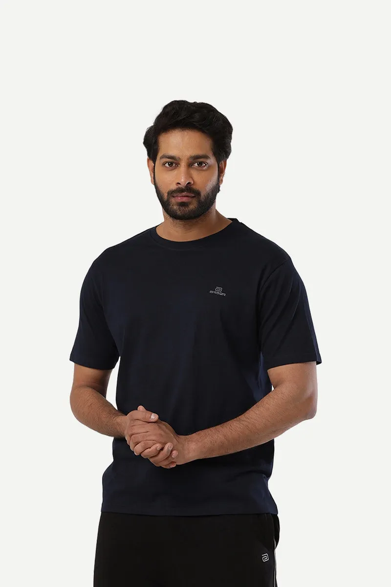 Round Neck - Black and Navy Blue Solid T-Shirt Pack Of 2 Combo For Men | Ariser