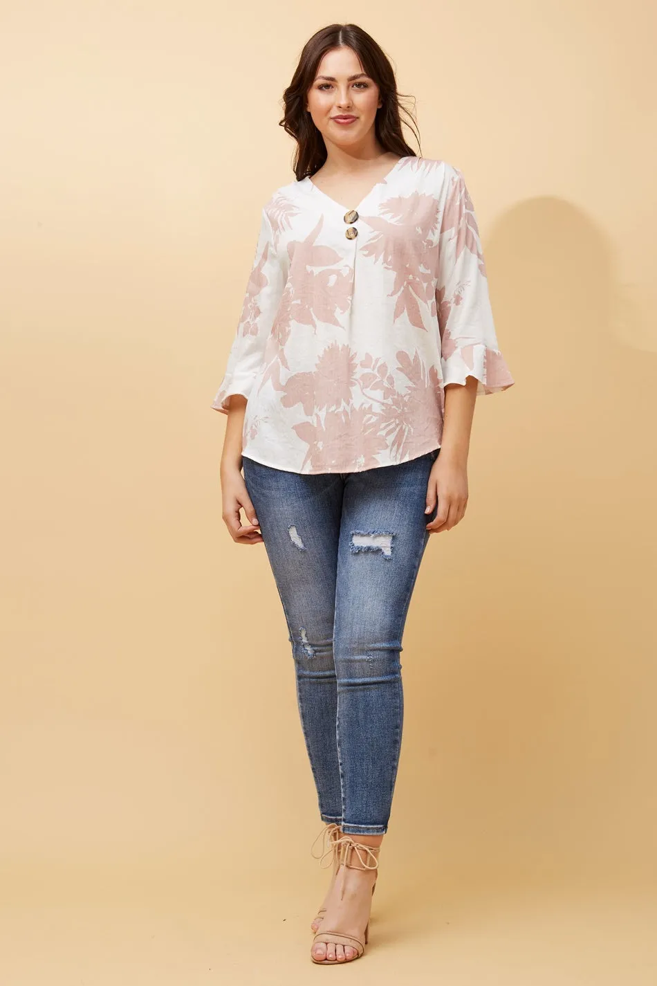 RUE LEAF PRINT BUTTON DETAIL TOP