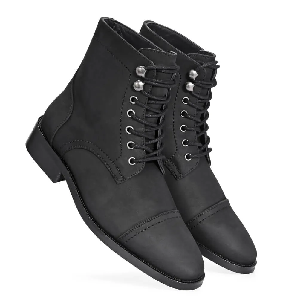 Rugged Matte Black Boots | Kevlar® Laces & Cork-Bed Comfort