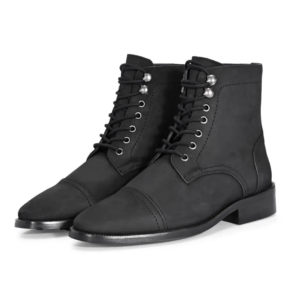 Rugged Matte Black Boots | Kevlar® Laces & Cork-Bed Comfort