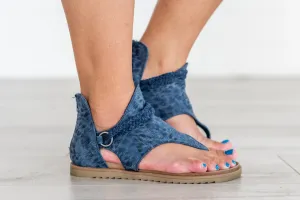 Sariah Leopard Print Sandals -Blue