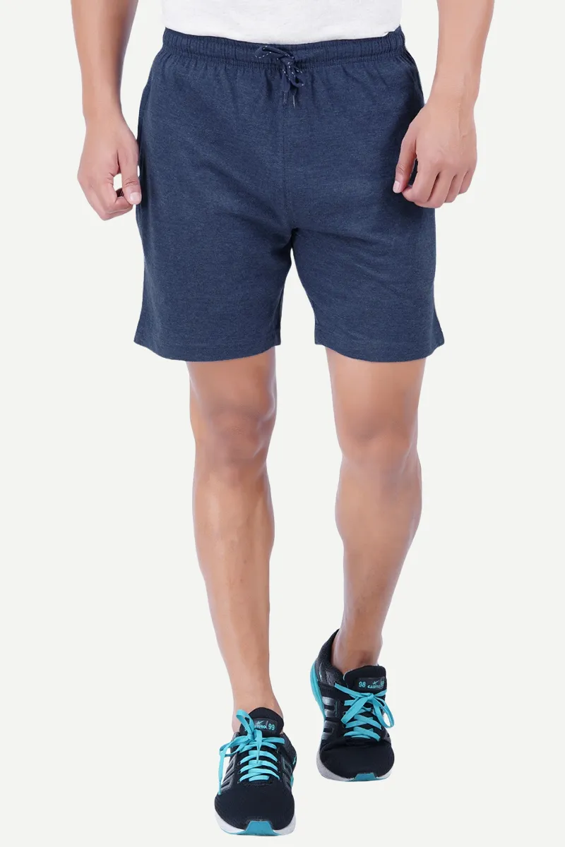 Shorts - Blue Knitted Shorts For Mens | Ariser