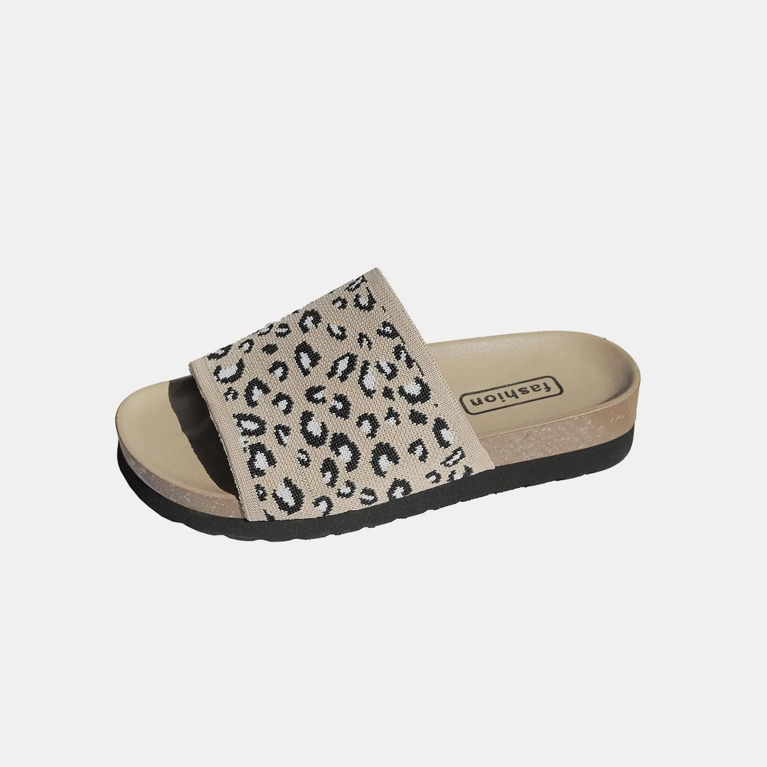 Single Strap Leopard Print Flat Sandals