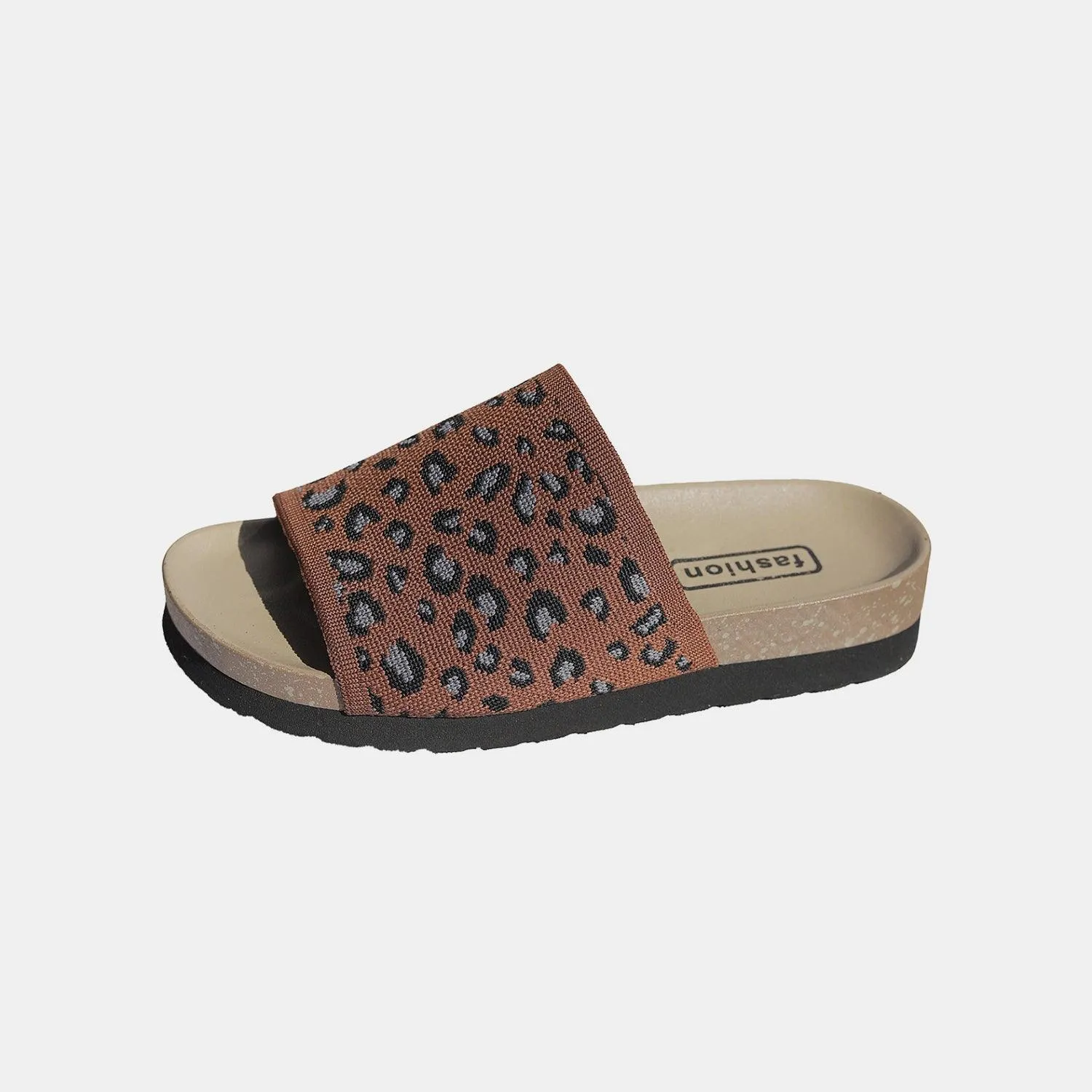 Single Strap Leopard Print Flat Sandals