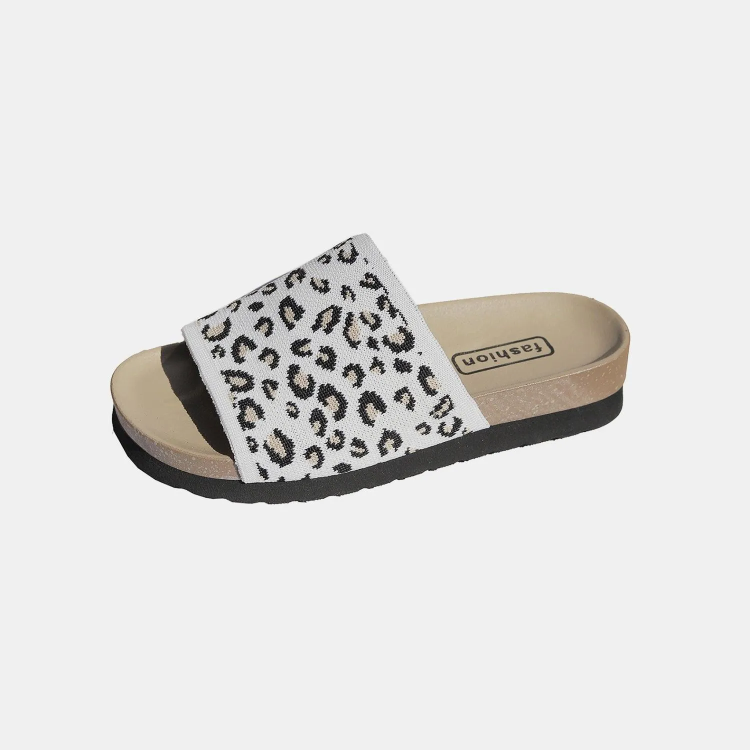 Single Strap Leopard Print Flat Sandals