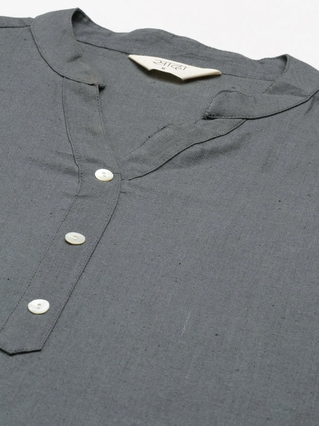 Slate Grey Airy Linen Short Kurta