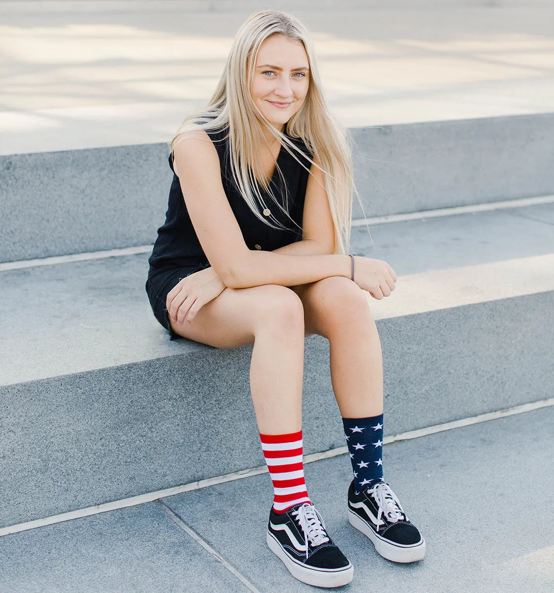 Stars and Stripes Patriotic Crew Socks