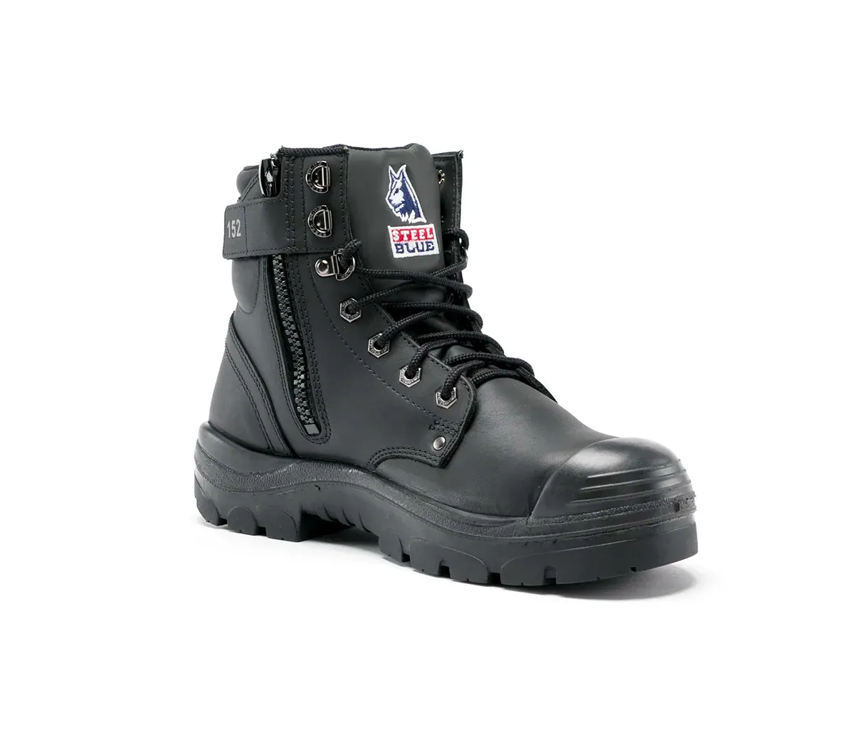 STEEL BLUE Argyle Lace Up Boot With Zip And Bump Cap 332152