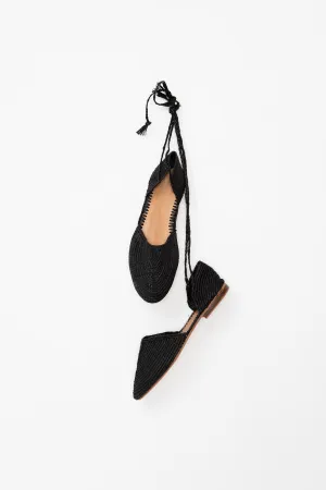 Straw Moccasins Cora Black