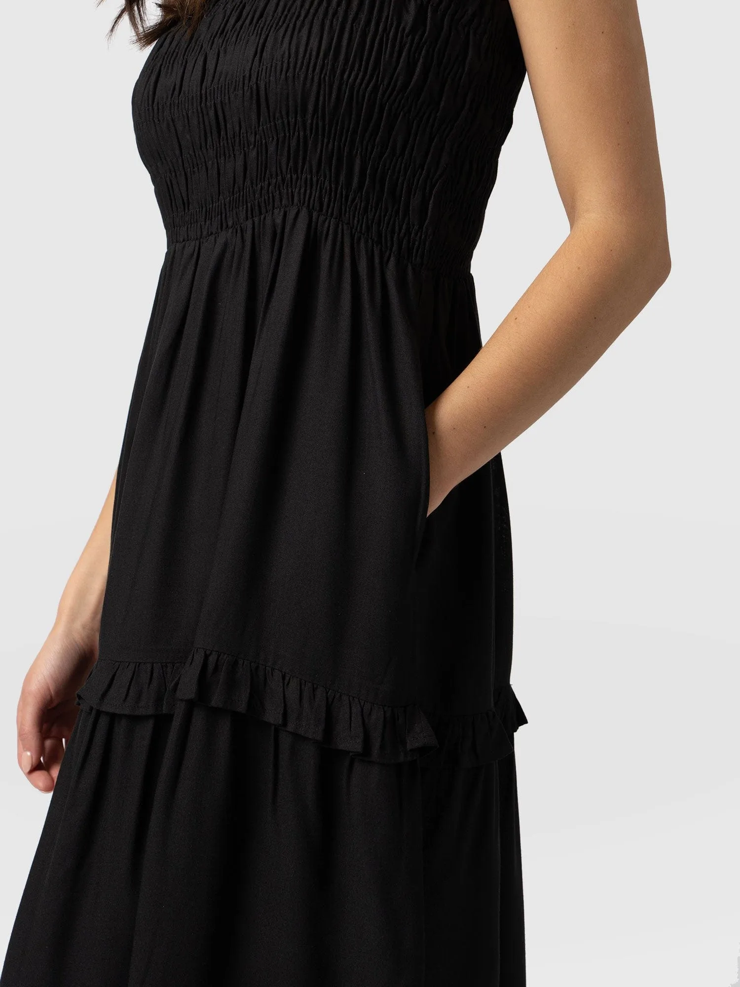 Suzi Shirring Dress - Black