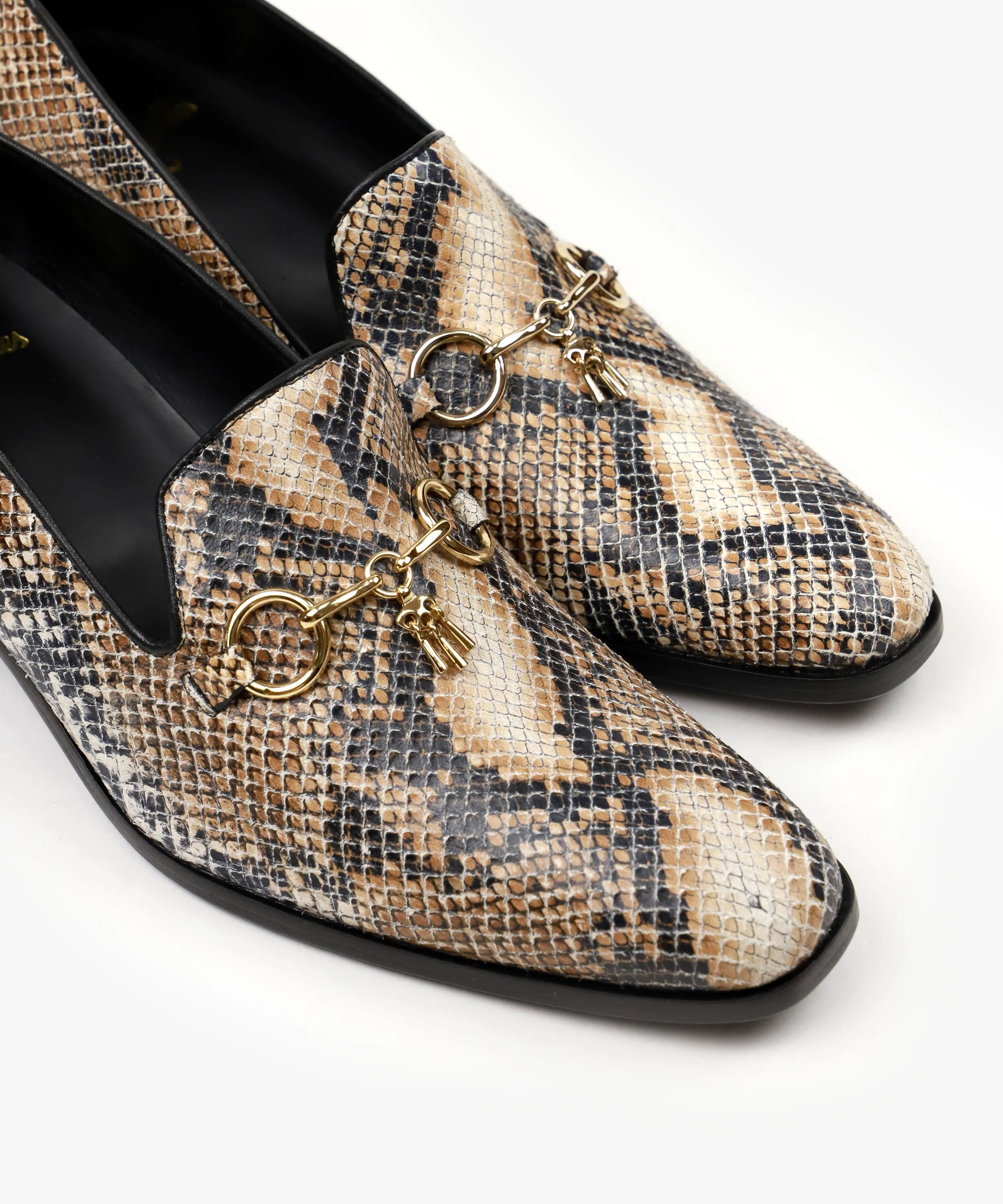 Tassel Bit Vamp Heeled Opera Shoe – Python Leather