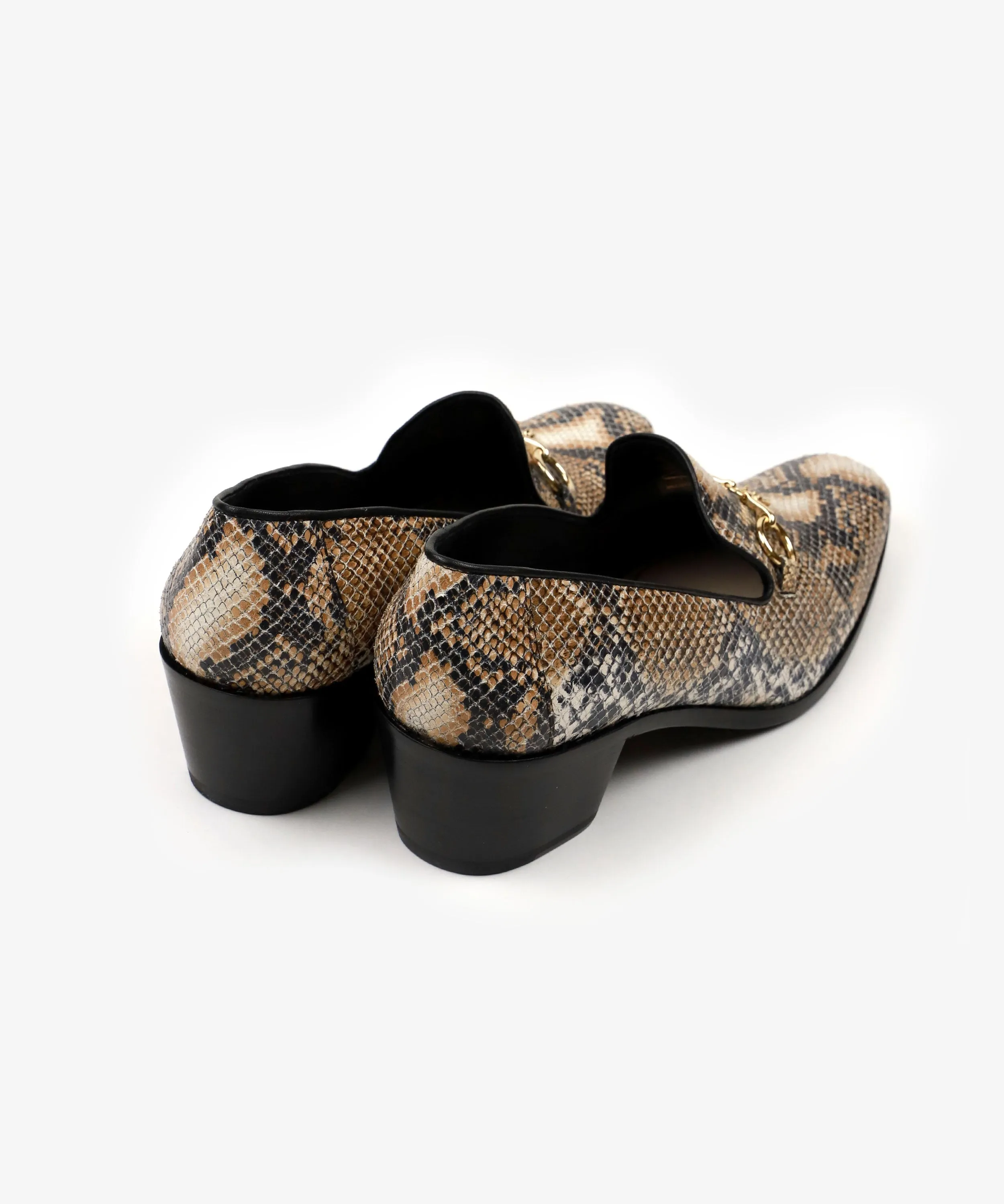 Tassel Bit Vamp Heeled Opera Shoe – Python Leather