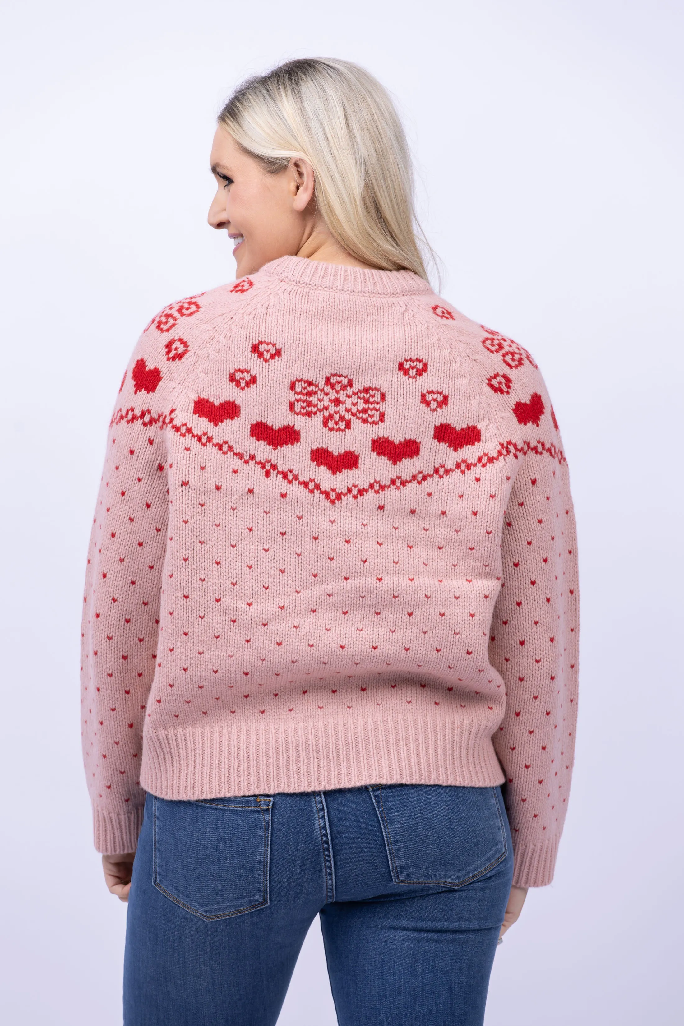 The Great. The Sweetheart Pullover in Blush w/ Cherry