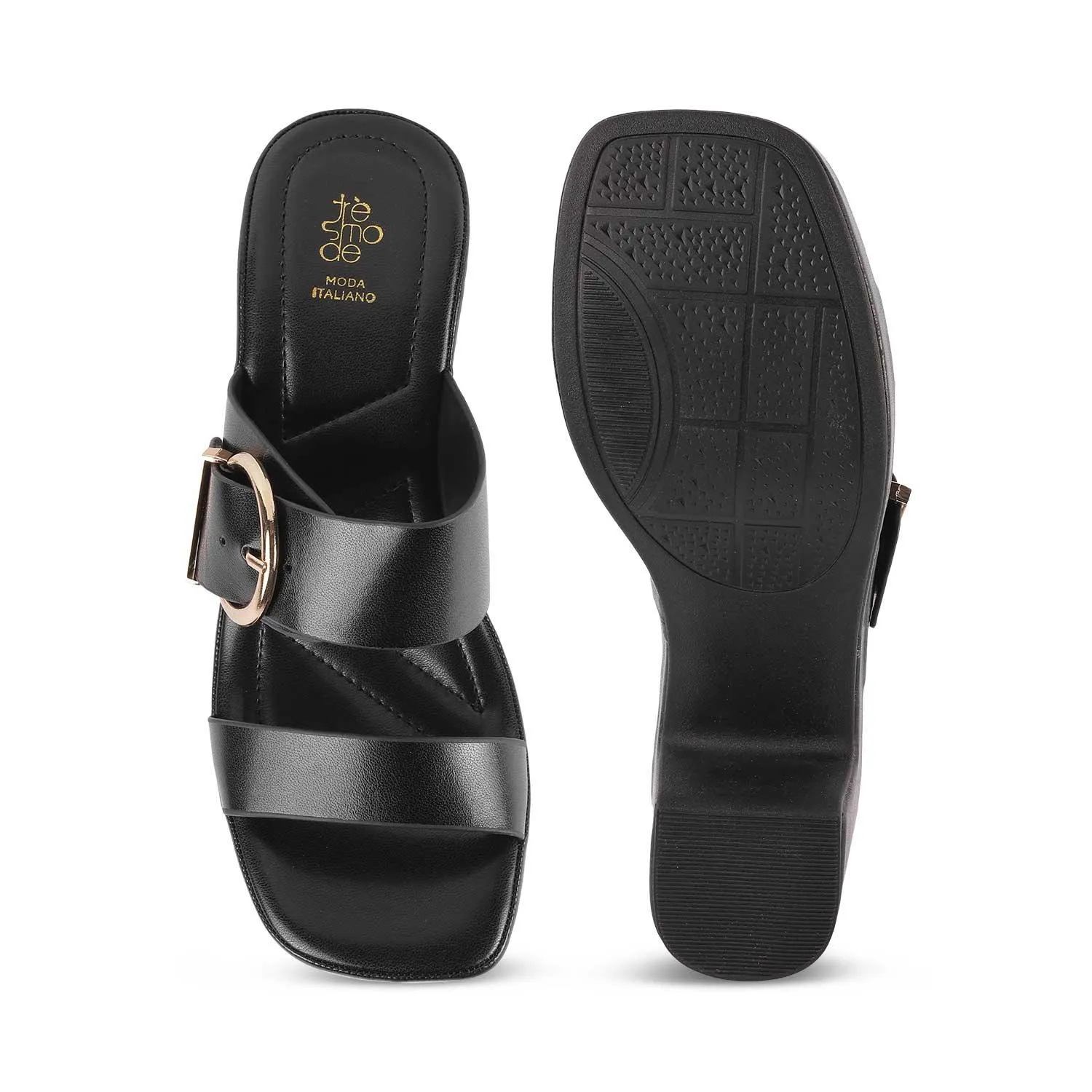 Tresmode Samsi Black Women's Dress Block Heel Sandals
